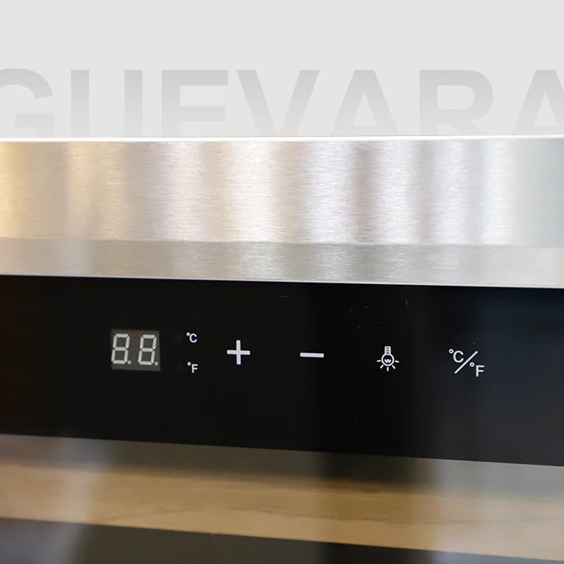 Guevara Lacquer Cedar Wood Electric LED Light Compressor Cooling Cigar Humidor Cabinet Security Lock 200-250 Capacity American