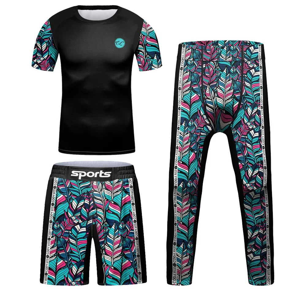 Children MMA Compression Training Tracksuits Kids Bjj Rashguard Muay Thai Boxing T-Shirt +Pants Sets Boys Gym Fitness Sportsuit