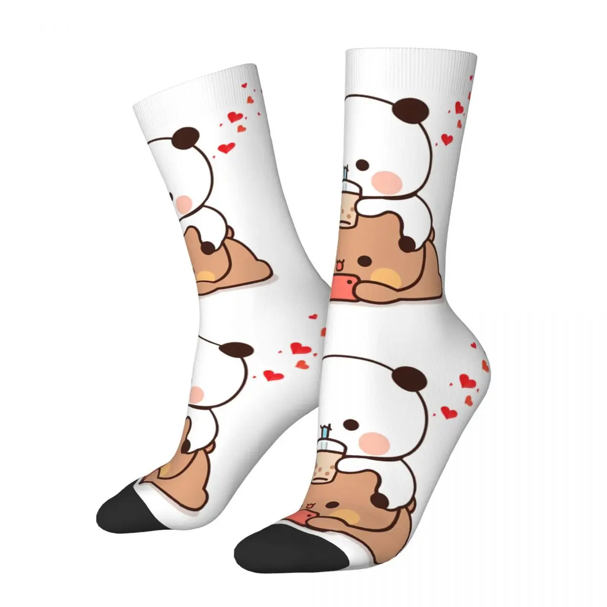 Funny Happy Men's compression Socks Chilling Retro Harajuku Milk and Mocha Bubu Dudu Hip Hop Novelty Casual Crew Crazy Sock