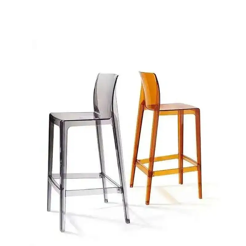 

Cafe Acrylic Transparent Floor Bar Chair High Chair Plastic Simple Recliner Modern Designer Footrest Cadeiras Room Furniture