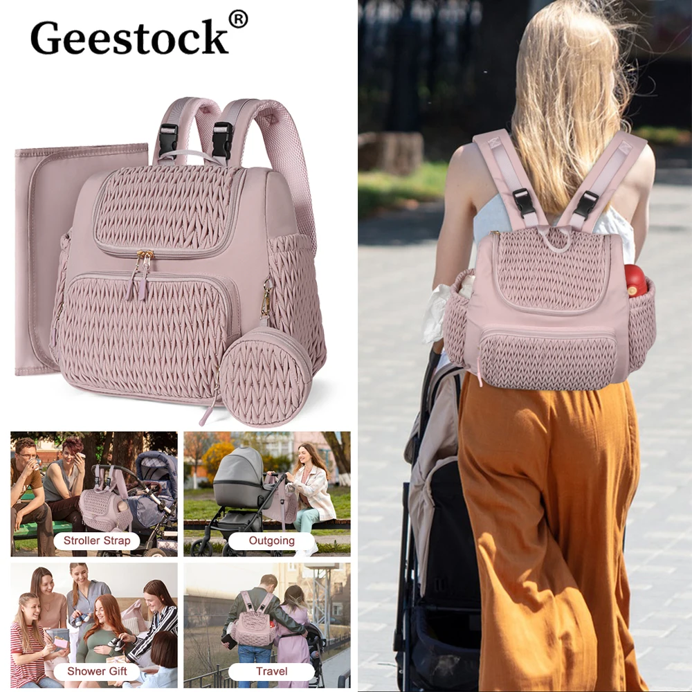 

Geestock Diaper Bags For Baby Large Capacity Mommy Bag Travel High Quality Supplies Supplies For Pregnant Women Babies Backpacks