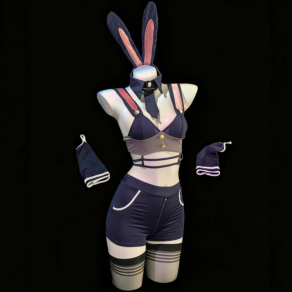 

Anime Bunny Police Officer Cosplay Costume Sexy Top Shorts Uniform Outfits Rabbit Girl Role Play Lingerie Christmas Gift