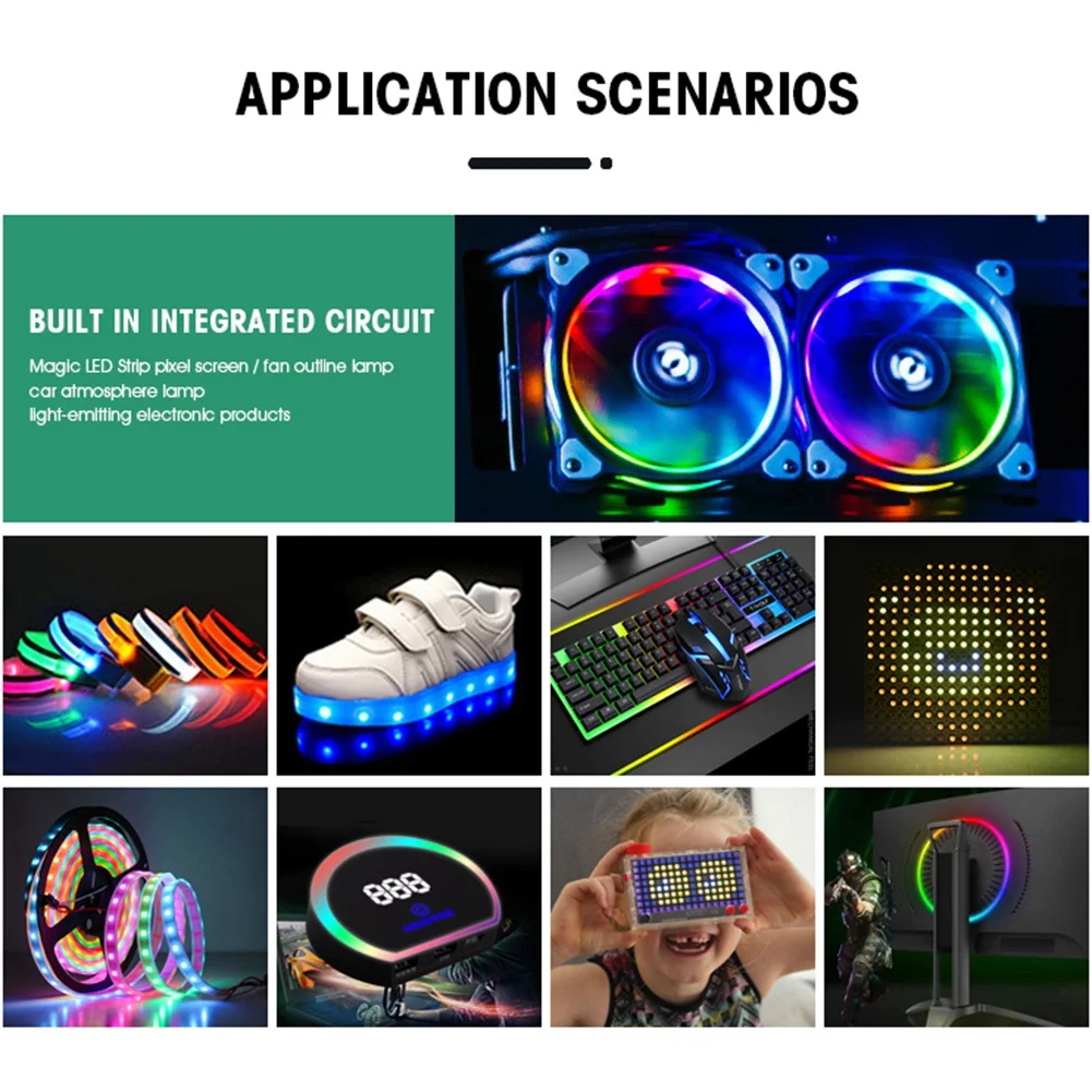 New 3C-100Pcs SK6812 SIDE-A SK6812 IC in LED Chip Side Lighting SMD 4020 RGB for Strip Display Screen Individually Addressable