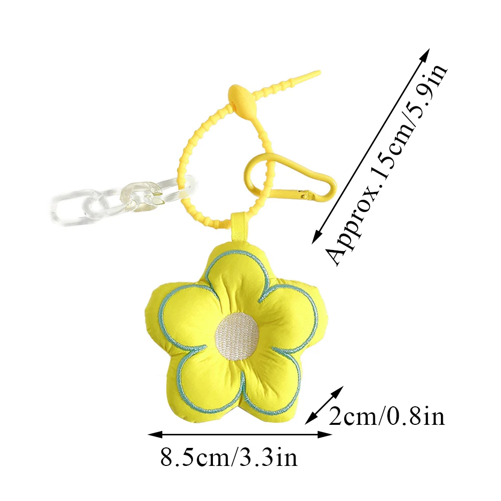 Cartoon Wool  Flowers Key Chains Korean Beaded Wristlet Lanyard Bracelet Keyring For Women Girl Bag Pendant Charms Keychain Gift image 3