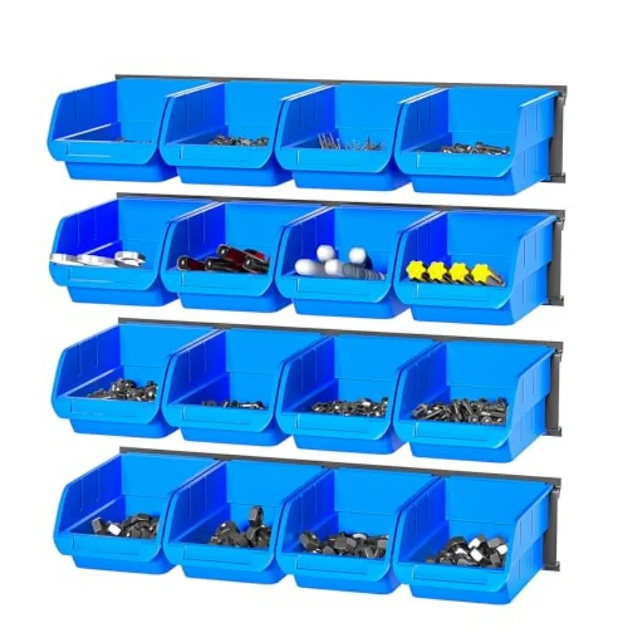 

Wall Mounted Storage Bins Plastic Hanging Storage Organizer Bins Garage Tool Storage System for Screws Nuts Bolts Nails and Sma