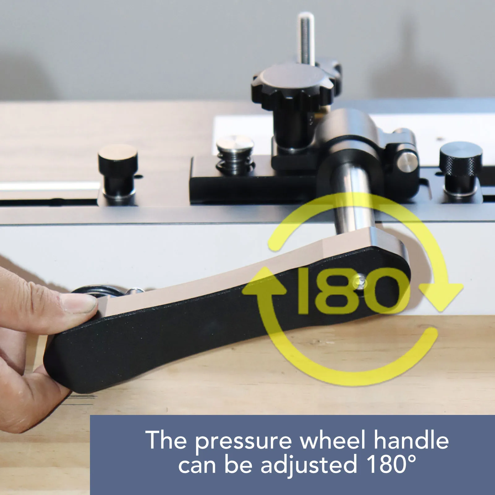 Table Saw Press Push Guide Aluminum Alloy Adjustable Roller Guide Table Saw Press Feeder for Woodworking Mechanical Processing