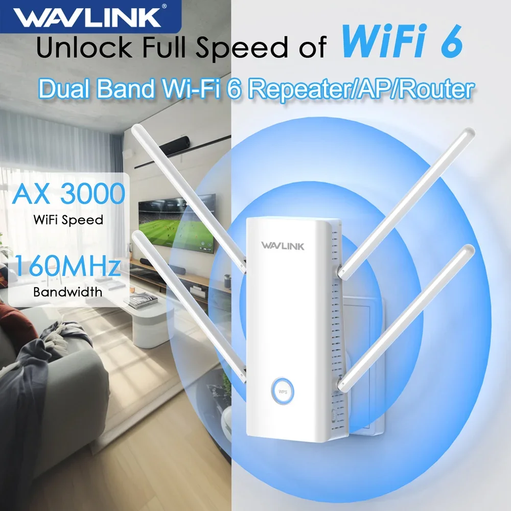 Full Gigabit Wireless WiFi Repeater AX3000 Dual Band Wi-Fi 6 Repeater/AP/Router WiFi Amplifier Wifi Signal Booster WPS