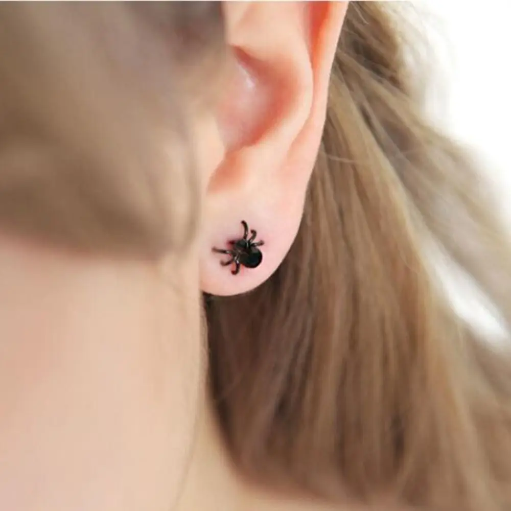 Black Spider Earrings Fashion Alloy Diablo System Ear Stud Advanced Sense Party Gifts Zircon Earring Girl