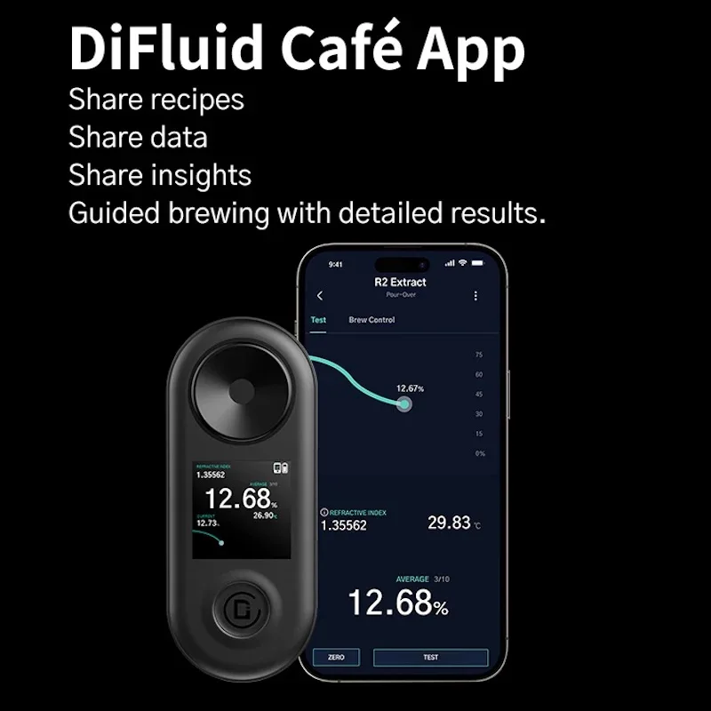 DiFluid R2 Coffee Extract Refractometer, Professional Intelligent Coffee Concentration Meter, High Precision, TDS Measuring