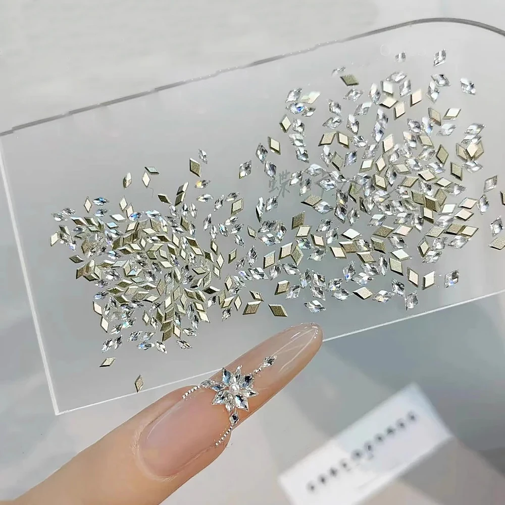 100/200 Stück Mini Nail Art Zubehör 5A Funkelnde Raute Zirkon Nail Art Strass Charms 1,5*3mm Schneeflocke Muster Nagel Dekor – Detail 4