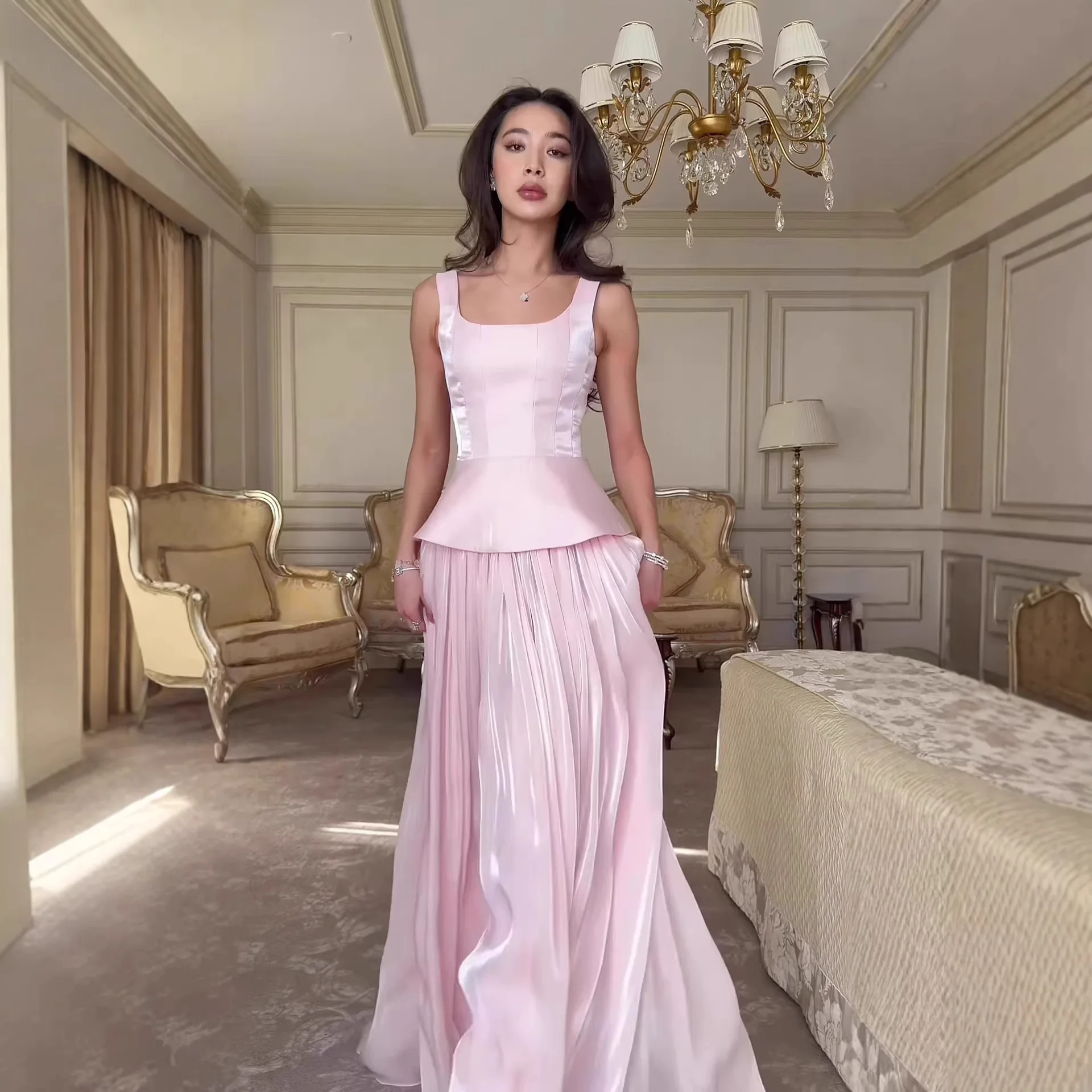 

2026 Spring New Elegant Warm Gentle Sleeveless Luxurious Long Dress Set Long Dress Robe Abaya Ramadan Dubai Luxury Islam Elegant