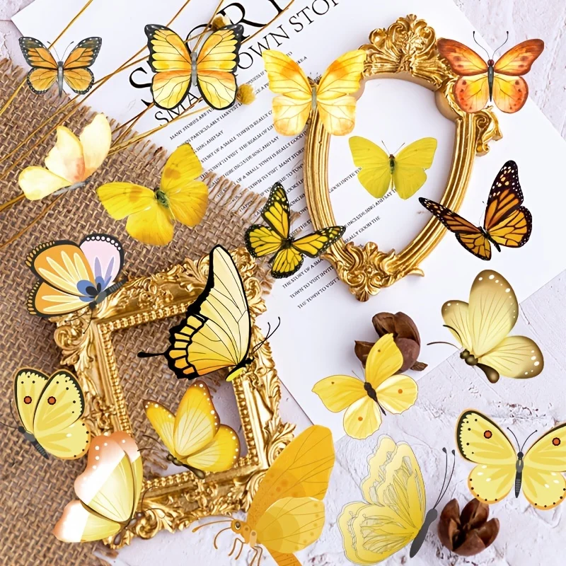 2 Sheets PET Colorful Waterproof Butterfly Decorative Stickers for Laptop Scrapbook