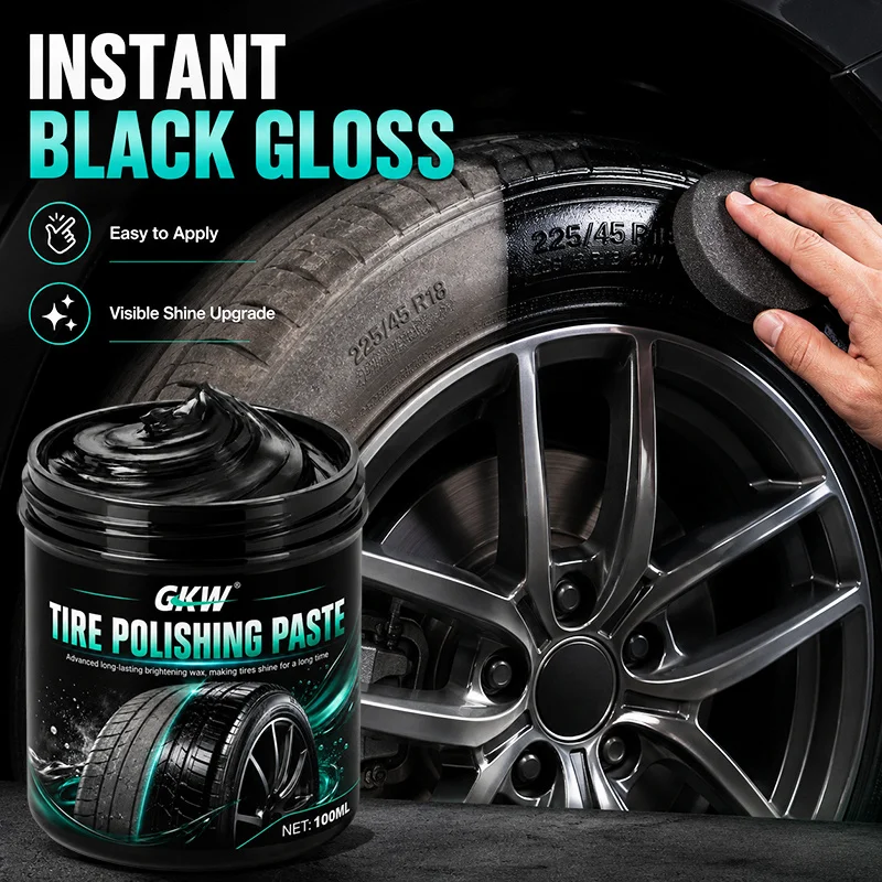 Tire Shine Protection Paste. Premium Long-Lasting Wax, Anti-Aging Coating. Keeps Tires Shining, Durable Black Gloss.