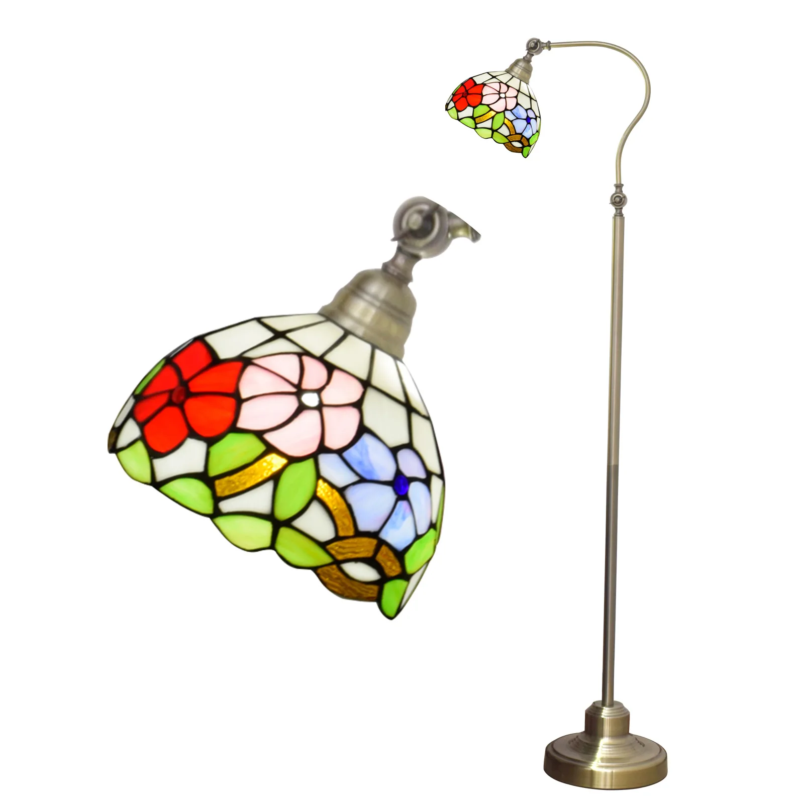 

American Stained Glass Retro Art Morning Glory Lamp Large Living Room Dining Room Floor Lamp Bar Tiffany Style Floor Lamp