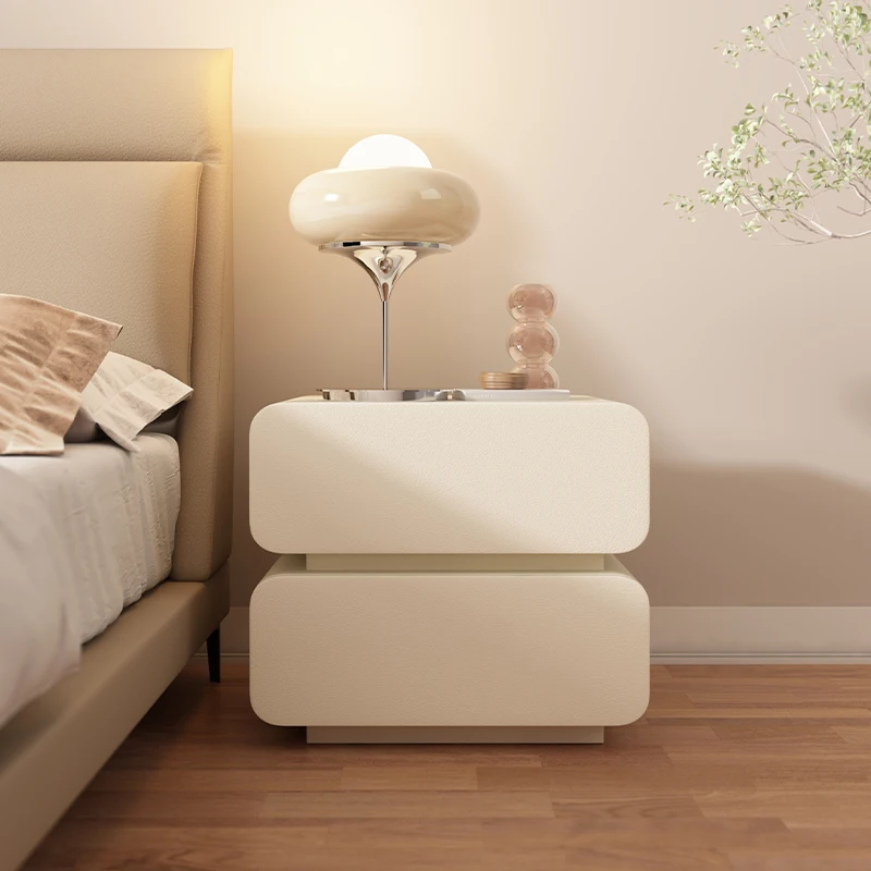 

Installation-free all-solid wood cream wind bedside table simple modern light luxury minimalist creative Internet