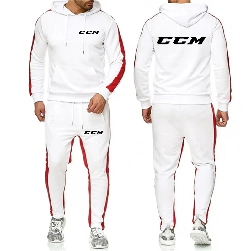 Sports Fitness CCM Men Women Set Hoodies+Pants 2 Pieces Sets Autumn Winter Hooded Tracksuit Male Sportswear Gym Sudadera Hombre