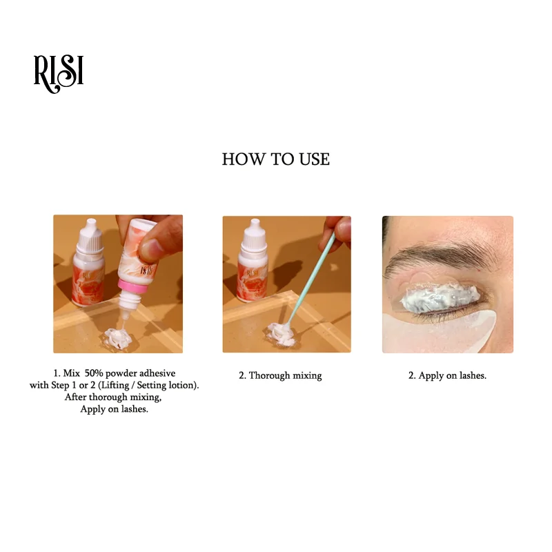 RISI 10g スーパーミックス ラッシュリフトパウダー 革新的な韓国製 グルーレス ラッシュリフトパウダー グルーメイクアップツール 強力ラッシュリフトパウダー