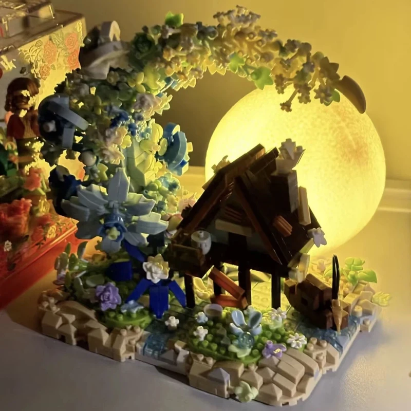 

Новый M3345 совместим с Lego Moon Flower House Tree House Building Blocks в сборе, игрушечная архитектура, подходит в подарок