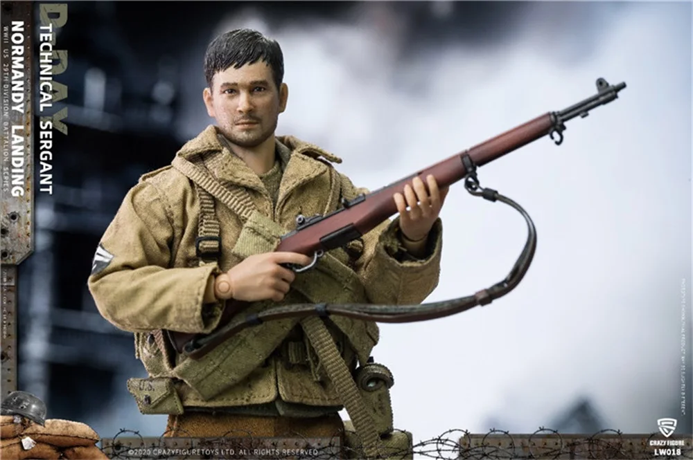 Crazy Figure 1/12 LW018 WWII U.S. Rangers On D-Day Technical Sergant Full Set Moveable Action Figure For Fans Collect In Stock