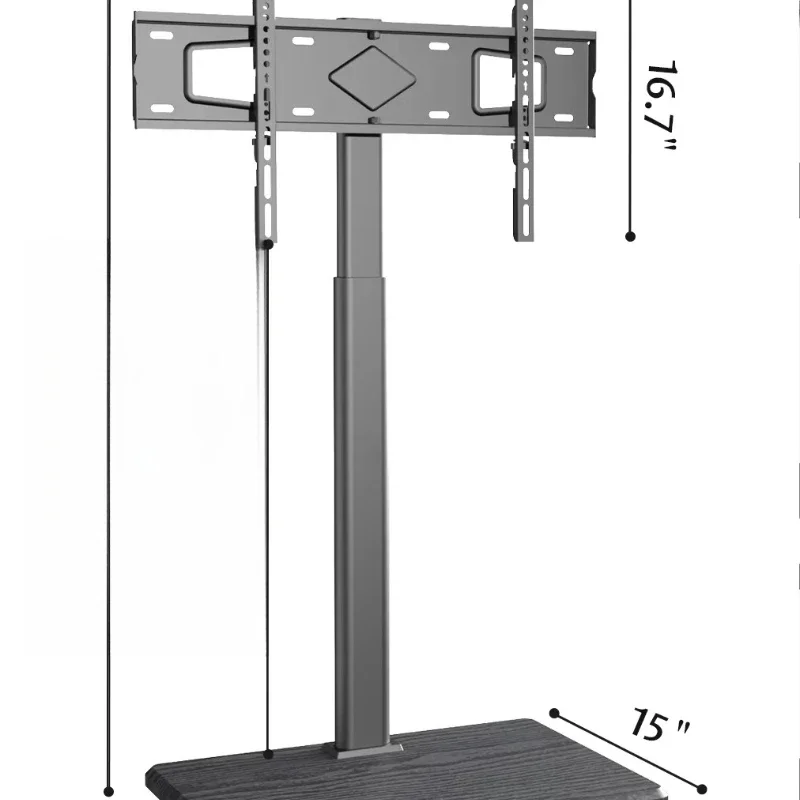 

Wooden and steel mobile TV car with adjustable height wheels, 45 kg load-bearing capacity