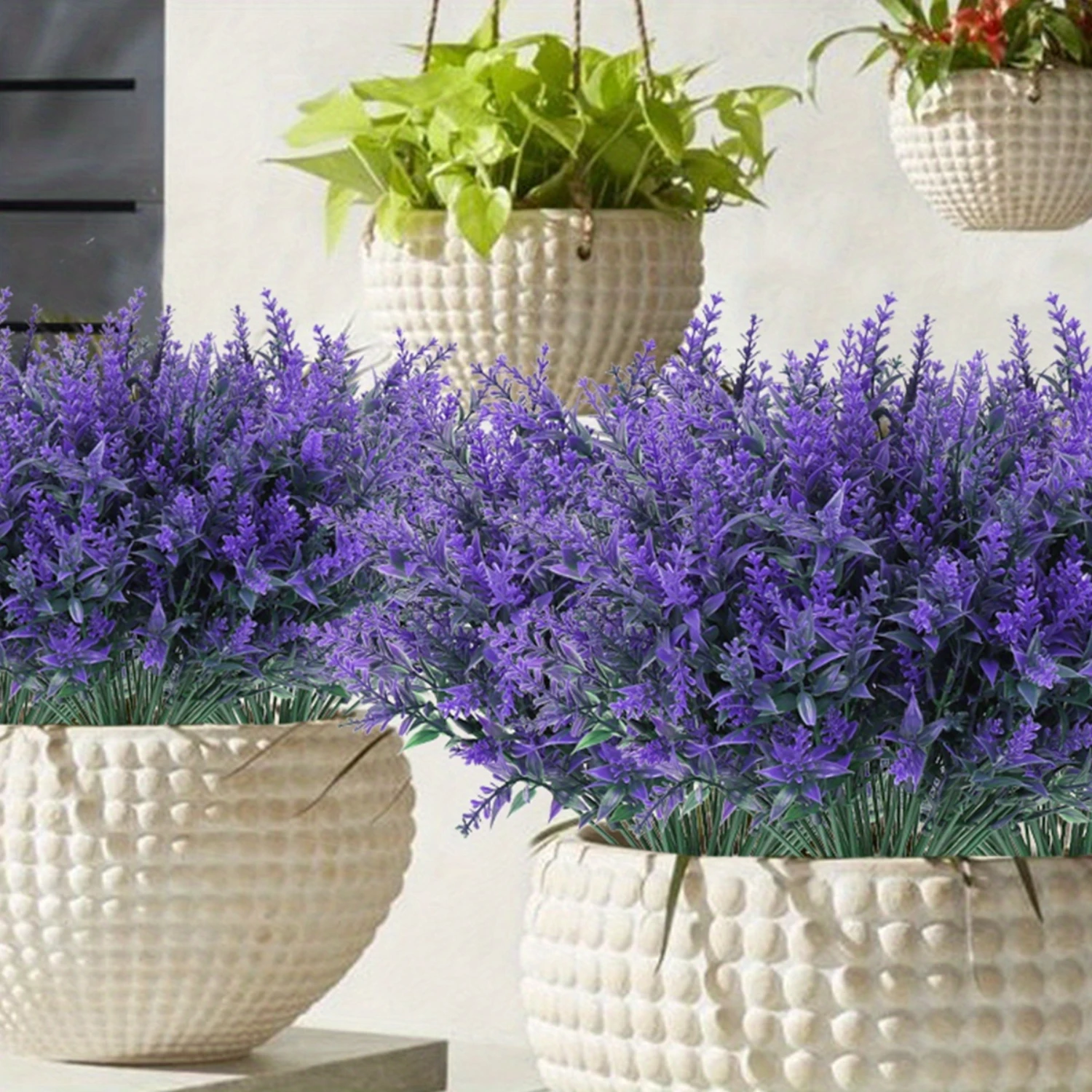 12.6in Real  Artificial Greenery Lavender Fake Shrubs Flowers 10 Bundles UV Resistant Hanging Planter Flora Fence Indoor Outside