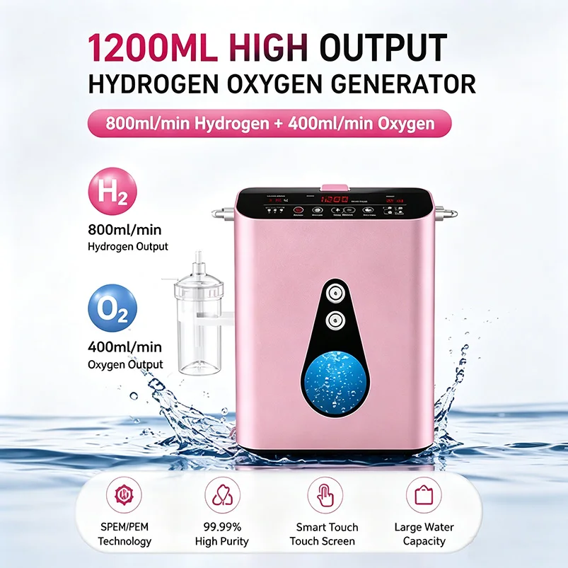 Генератор водородно-кислородной смеси (HHO) 1200 мл/мин для ингаляций, SPE/PEM, для дома, спа-салонов и оздоровительных центров, CE FCC ROHS, гарантия 1 год