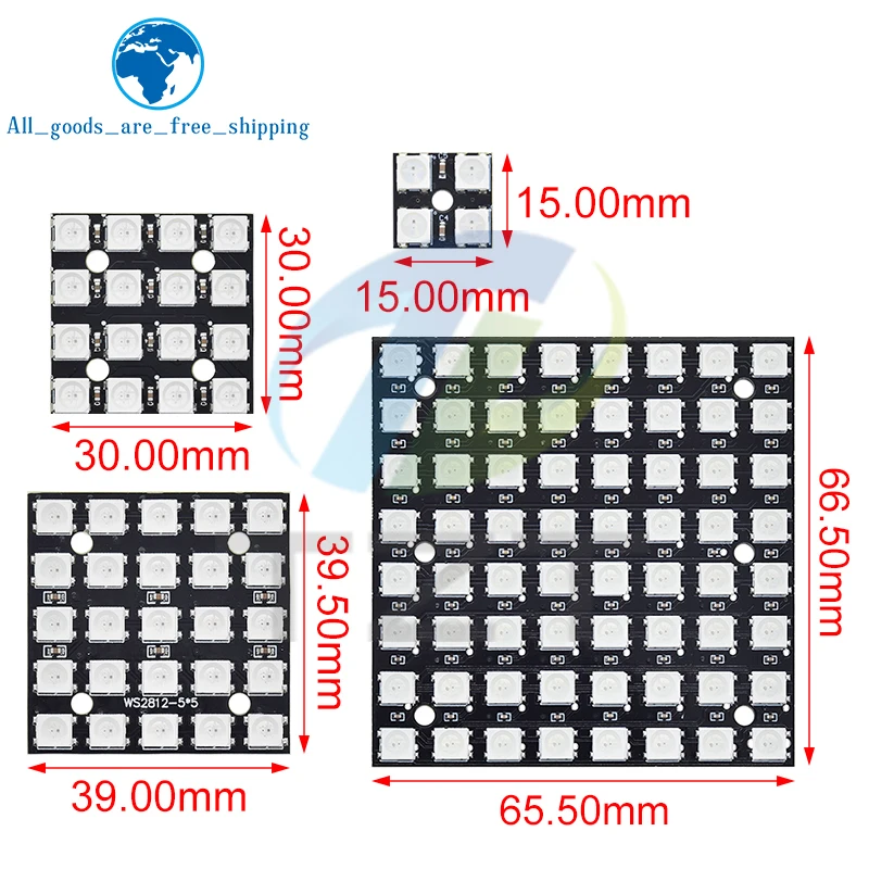 Nuovo WS2812 LED 5050 RGB 8x8 LED Matrix per Arduino Brand WS2812B 8*8 4 16 25 64-Bit Full Color 5050 RGB LED Lamp Panel Light