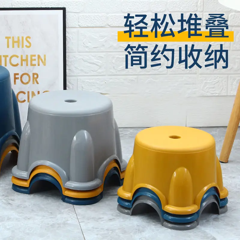 

Small stool,adult shoe changin household plastic bench, thickened round stool, non slip footstool, living room, non slip baby