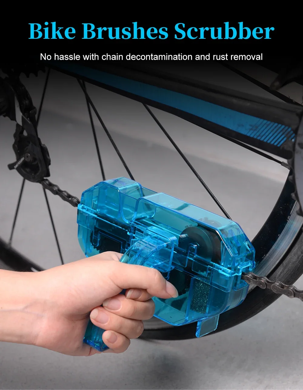 Portable Bicycle Chain Cleaner Bike Brushes Scrubber Wash Tool Mountain Cycling Cleaning Kit Outdoor Accessory