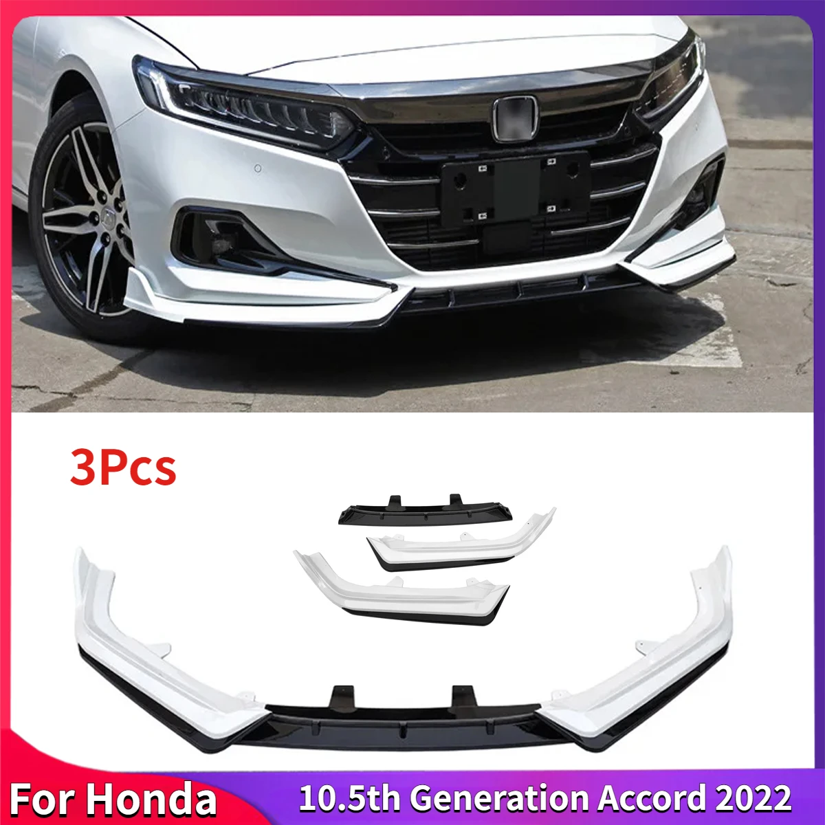 For Honda 10.5th Generation Accord 2022 Car Front Bumper Lower Lip Body Kit Front Spoiler Splitter Chin Diffuser Perotector