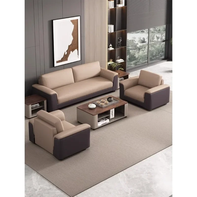 Light luxury fashion guest sofa, coffee table set high-end microfiber leather office sofa