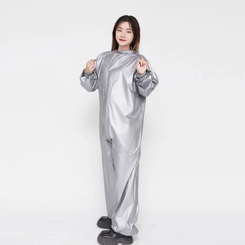 

PVC Transparent Zipper Jumpsuit Hooded Long Sleeved Waterproof Jumpsuit Full Coverage Windproof Adult Diaper Pants Raincoat﻿﻿