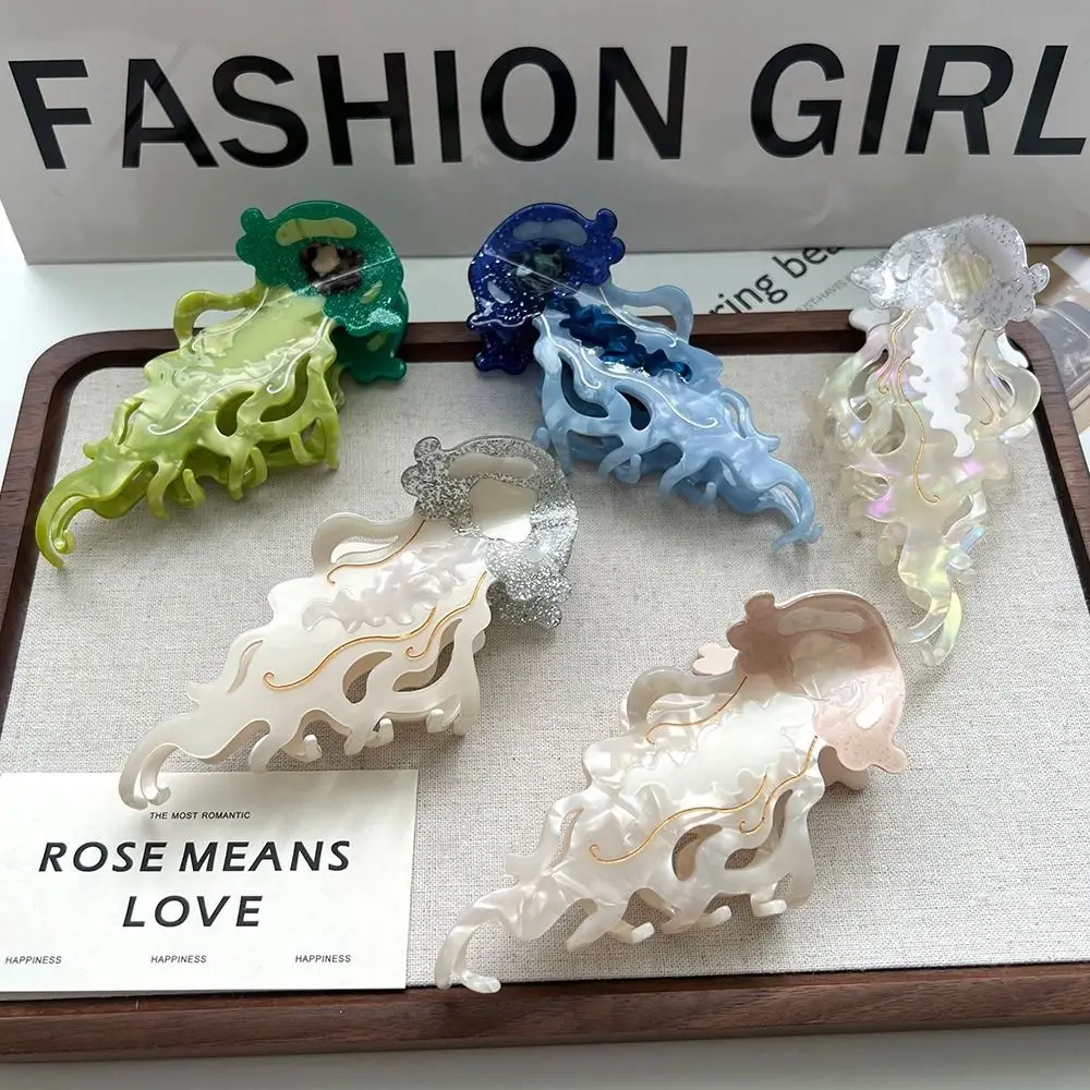 

Cute Acetic Acid Acetate Animal Hair Claw Dolphin Jellyfish Sea Creature Hair Clip Ocean Series Fish Large Shark Clip Daily