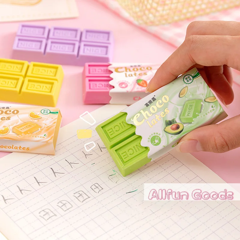Random Cartoon Cute Kawaii Rubber Fun Creative Chocolate Eraser For Kids Student Novelty Stationery Office School Supplies