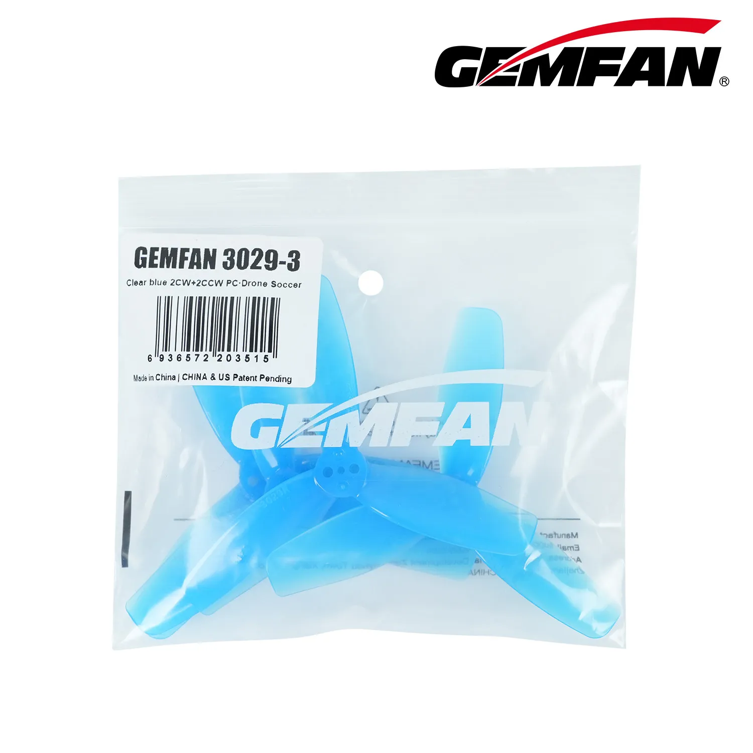 

Пропеллеры Gemfan 3029-3 3-лопастные (2 пары: 2CW+2CCW), шаг 3" (2.9"), вал 1.5мм, для дронов Soccer