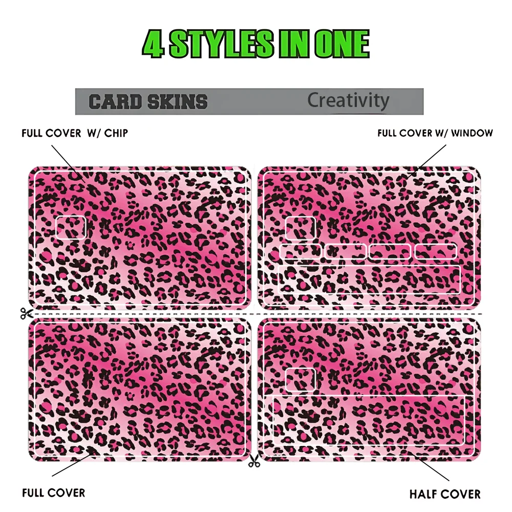 Pink Leopard Pattern Stickers Cartoon Credit Card Visa Debit Bank Charge Card Bus Metro Waterproof Sticker Decal Decoration