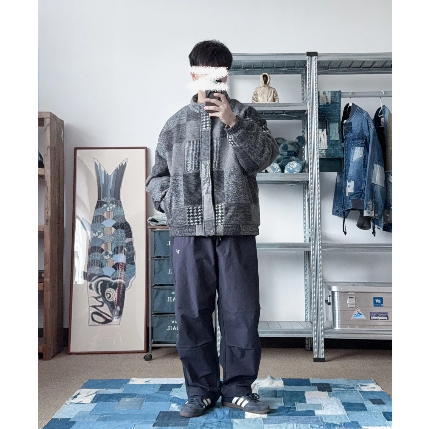 Retro Patchwork Style Stand Up Collar Cotton Jacket Men's Thick Loose Cotton Coat Winter New Japanese Men's Clothing