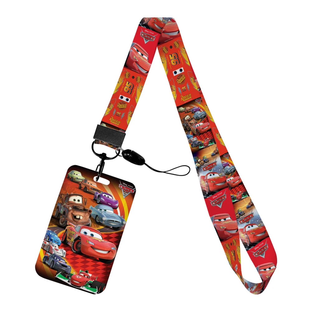 Disney Movie Cars Lightning McQueen Keychains Lanyard Rope for ID Card Employee Card Badge Holders Student ID Card Lanyard Set