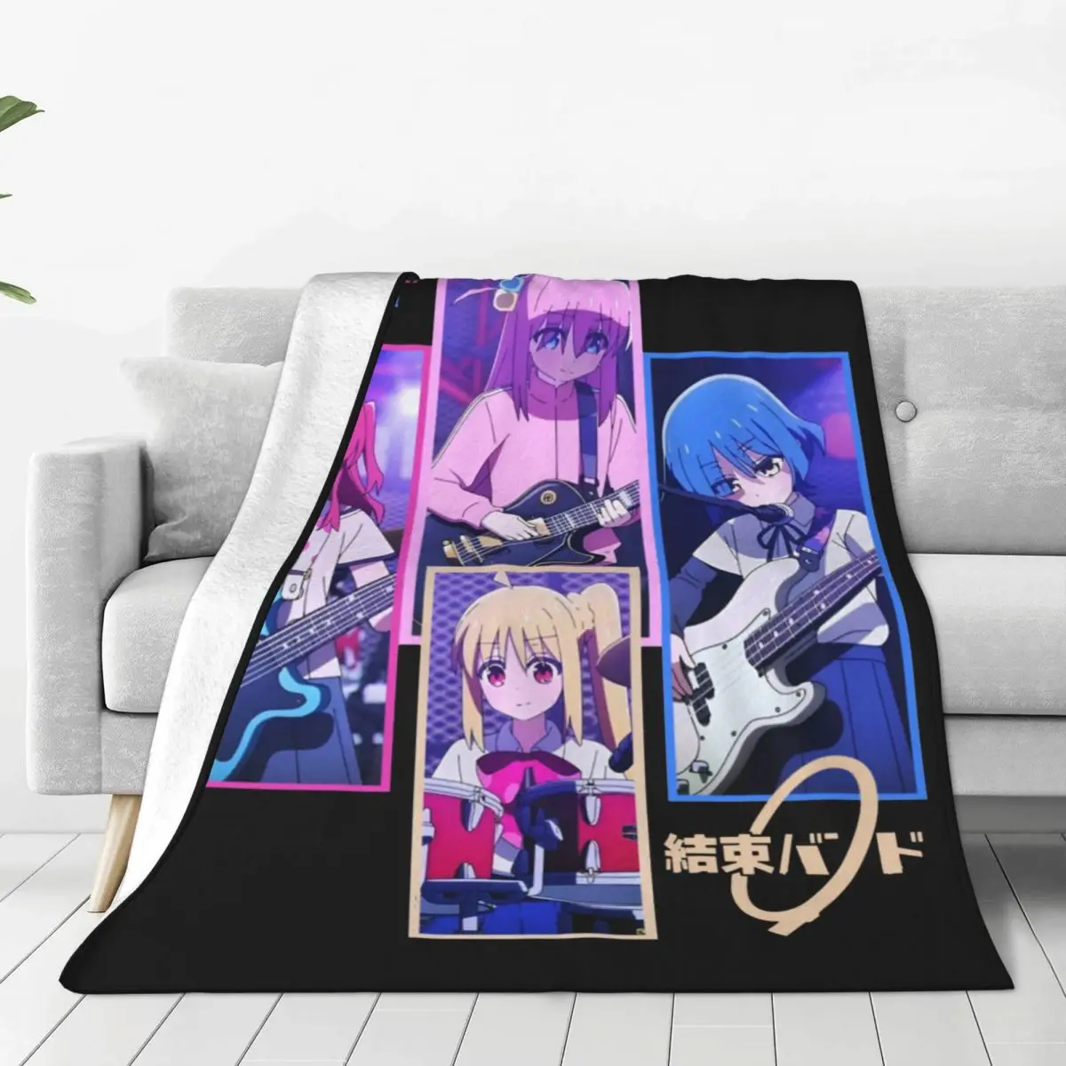 Bocchi The Rock Kessoku Band Blankets Fleece Print Bocchi the Rock! Comfortable Super Soft Throw Blanket for Sofa Bedspread