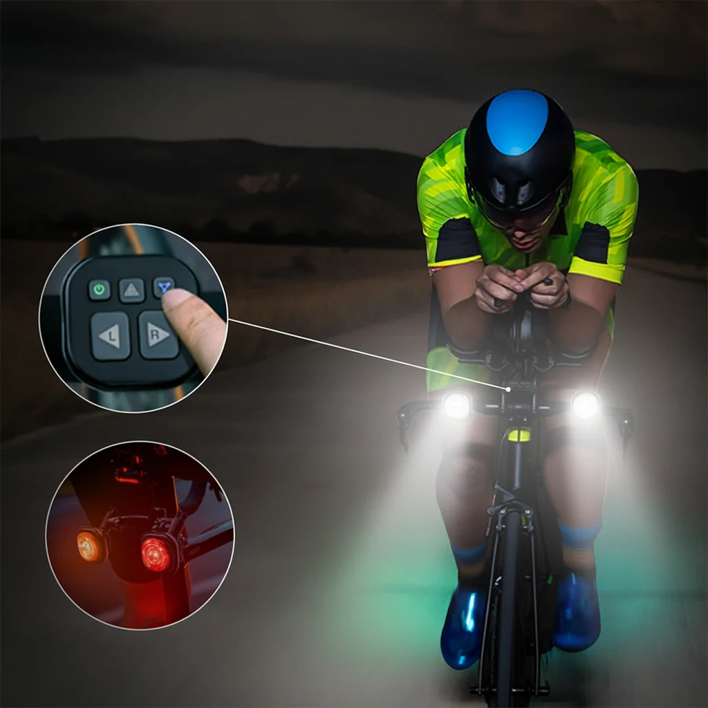 

USB smart charging LED bicycle lights front and rear brake turn signals tail night riding bicycle lights