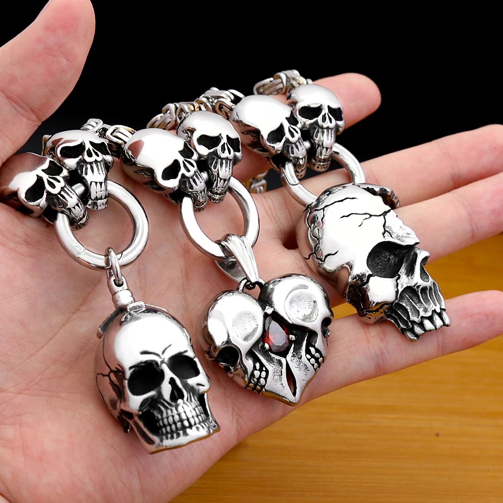 Vintage 316L Stainless Steel Skull Necklaces For Men Women Gothic Punk Skull Head Pendant Party Biker Fashion Hip Hop Jewelry view 5