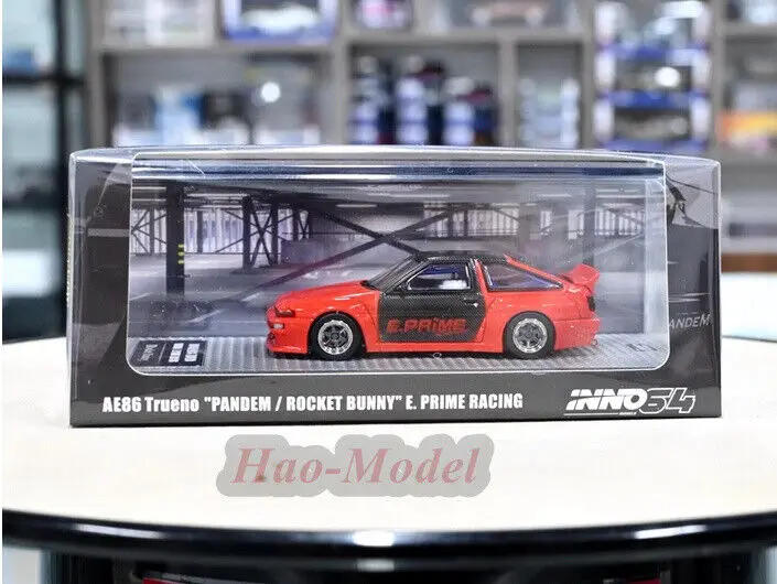 Inno 1/64สำหรับ Corolla trueno AE86โมเดลรถยนต์อัลลอยด์จำลองของเล่นเด็กชาย kado ulang tahun งานอดิเรกเครื่องประดับจัดแสดงสีส้ม