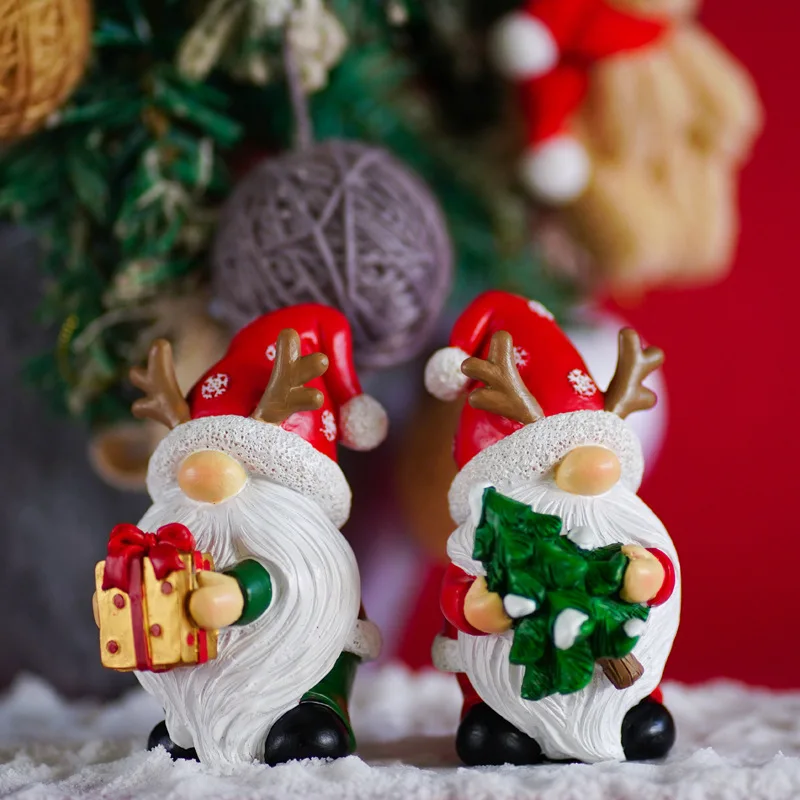 New Halloween witch Santa Deer Father dwarf Rudolph doll resin figurines living room bedroom decoration home decoration