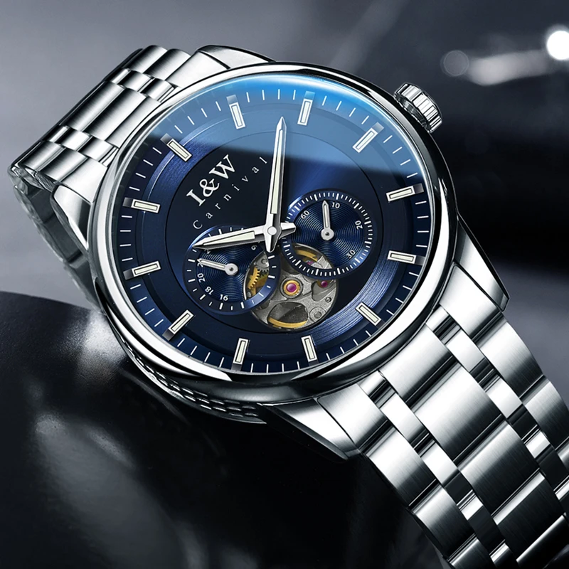 Carnival Brand I&W High-End Series Tourbillon Watch Men Stainless Steel Sapphire Luminous MIYOTA Movement Mechanical Watches Men - view 5