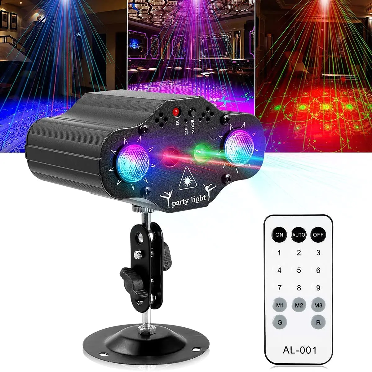 DJ Disco Light Party Stage Lighting Effect Voice Control USB Laser Projector Strobe Lamp for Home Dance Floor Christmas