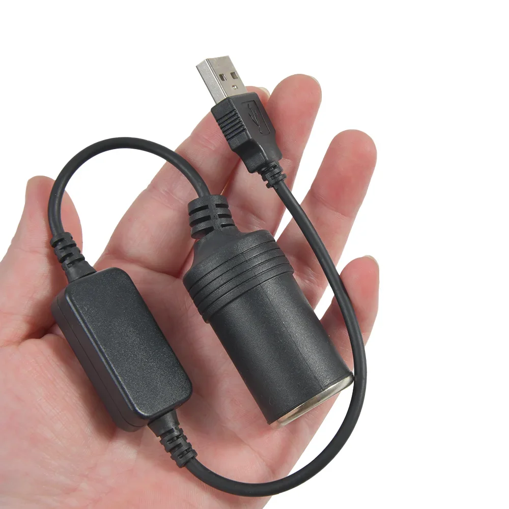 1pc USB To Cigarette Lighter Adapter Cable Female Socket 5V To 12V Socket Female Power Cord