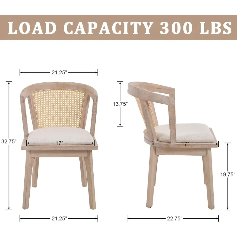 مجموعة كراسي طعام الروطان الحديثة مكونة من 2 كرسي غرفة الطعام شبه برميل للمزرعة كرسي منجد خشبي للمطبخ وغرفة المعيشة #2