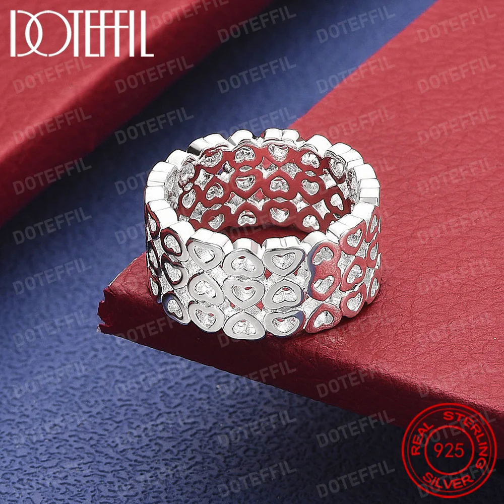 925 sterling zilveren ring met volledig hartontwerp voor dames, bruiloft, verlovingsfeest, mode-charme sieraden