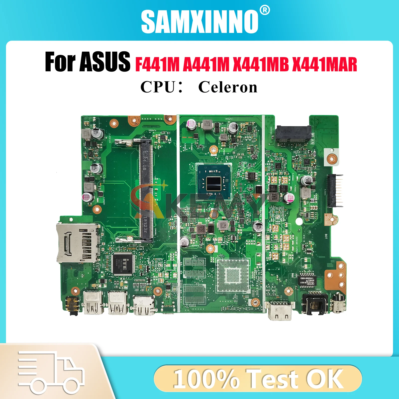

X441MA Laptop Motherboard For ASUS VivoBook X441MB F441M A441M X441MAR X441M Notebook Mainboard With Celeron CPU 107% tests OK