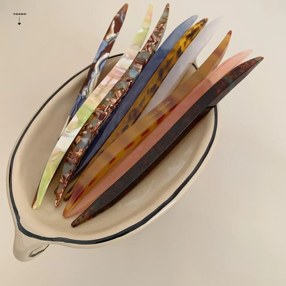 

Fashion Chinese Style Acetic Acid Hair Stick 18CM French Style Willow Leaves Shape Hairpin Elegant Multicolor Hair Fork Wedding